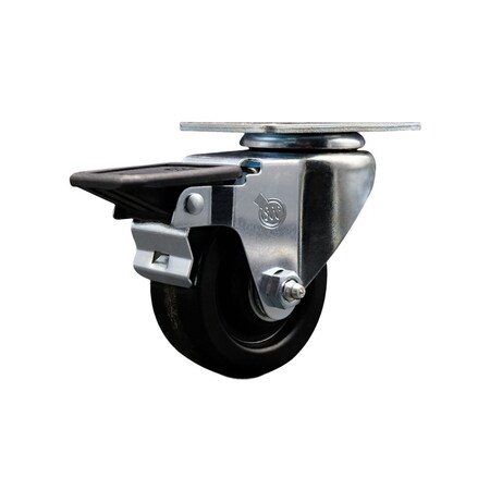 Service Caster 3'' Phenolic Wheel Swivel Top Plate Caster Posi Brake SCC-20S314-PHR-PLB